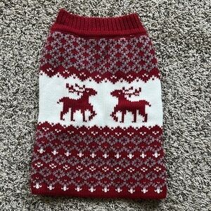 TELLURIDE Red and White Reindeer Knit Dog Sweater Size M